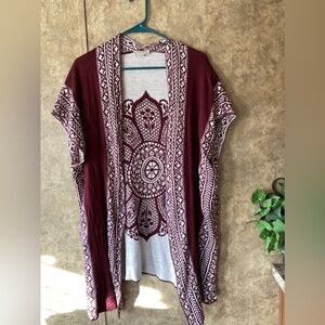🛑 SOLD - Energe World Wear Kimono Cardigan Soft Warm Boho Hippie Burgundy